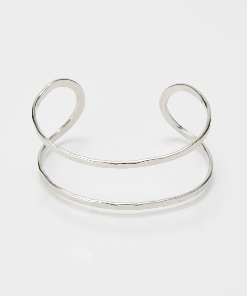 【金属アレルギー対応】2ラインテクスチャーワイドカフバングル/ニッケルフリー