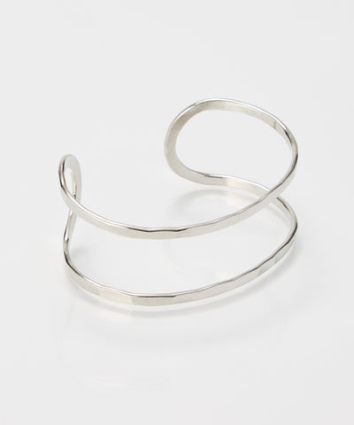 【金属アレルギー対応】2ラインテクスチャーワイドカフバングル/ニッケルフリー