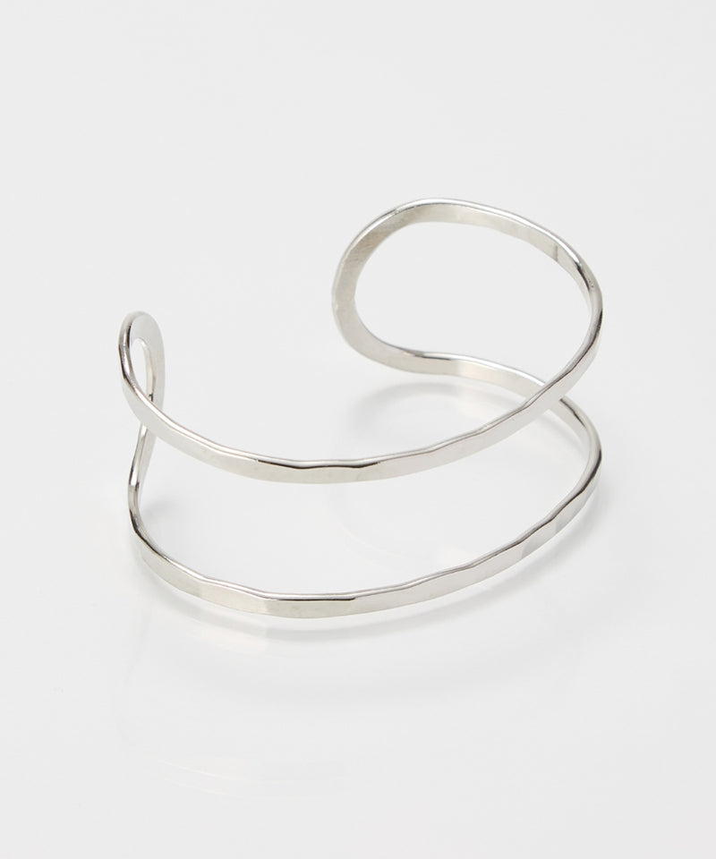 【金属アレルギー対応】2ラインテクスチャーワイドカフバングル/ニッケルフリー