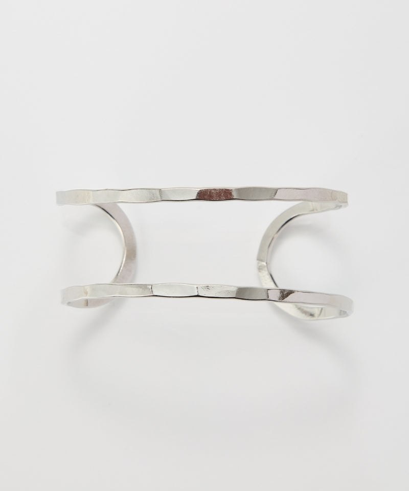 【金属アレルギー対応】2ラインテクスチャーワイドカフバングル/ニッケルフリー