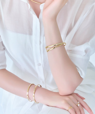 【金属アレルギー対応】ツインカレントカフバングル/ニッケルフリー