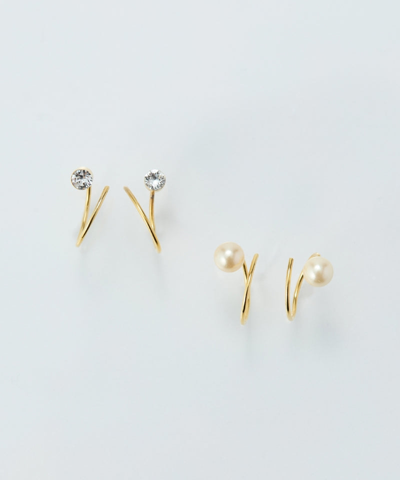 【金属アレルギー対応】ダブルループモチーフピアス/ニッケルフリー