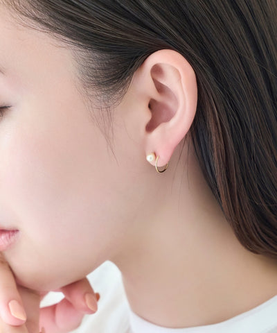 【金属アレルギー対応】ダブルループモチーフピアス/ニッケルフリー