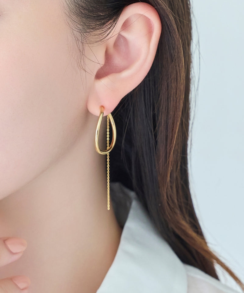 【金属アレルギー対応】2wayウェーブラインフープイヤリング/ニッケルフリー