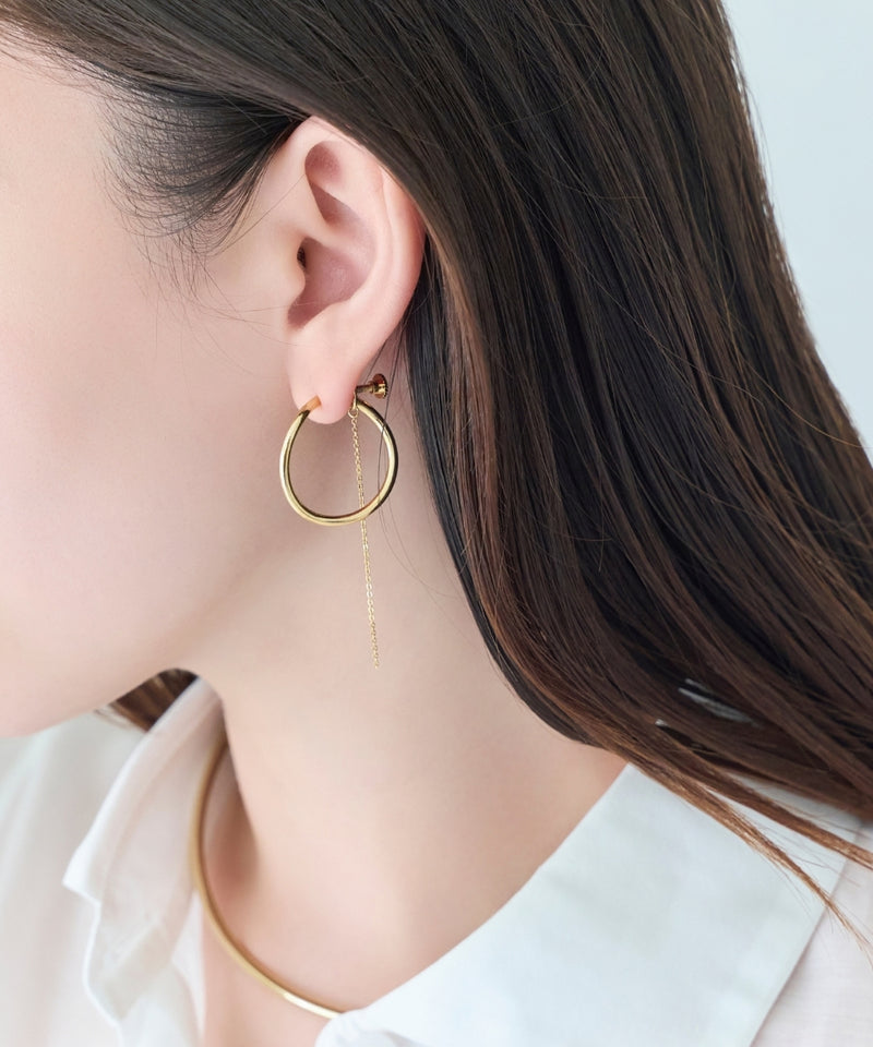 【金属アレルギー対応】2wayウェーブラインフープイヤリング/ニッケルフリー