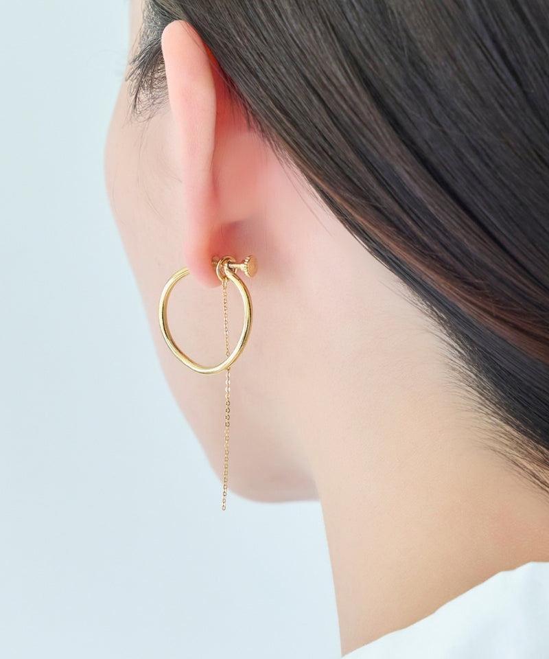 【金属アレルギー対応】2wayウェーブラインフープイヤリング/ニッケルフリー