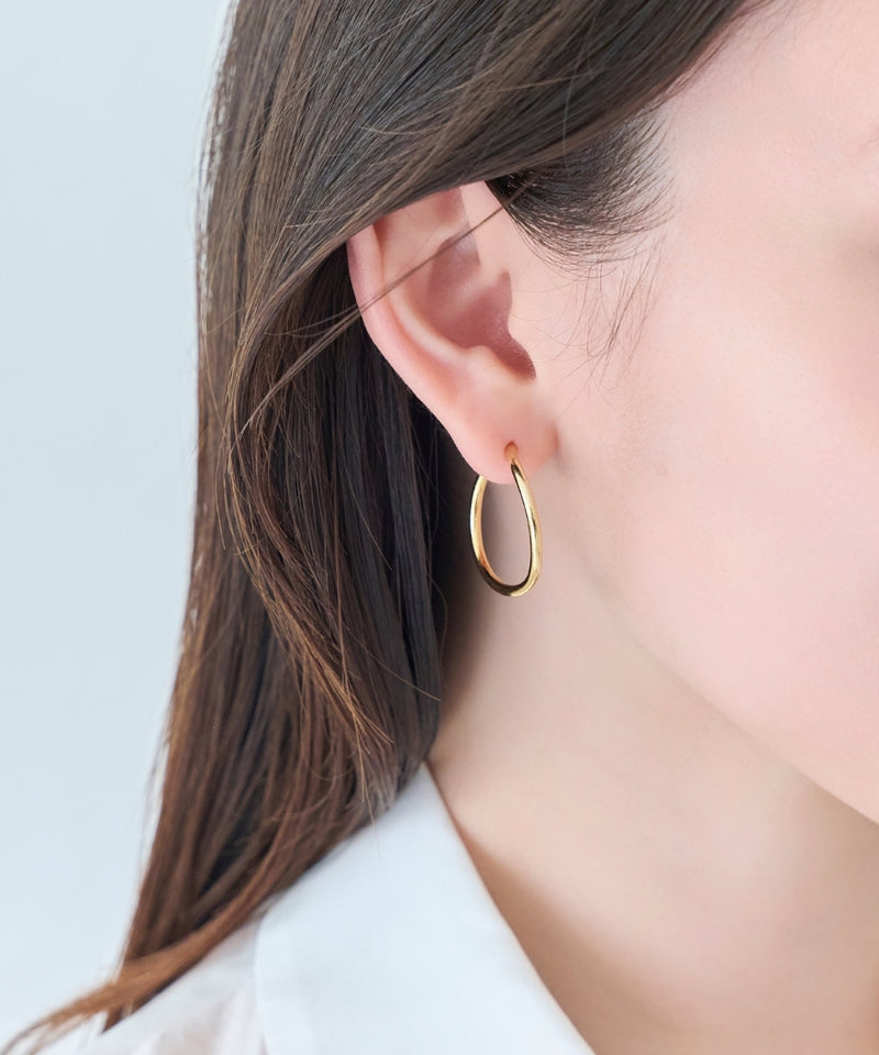 【金属アレルギー対応】2wayウェーブラインフープイヤリング/ニッケルフリー