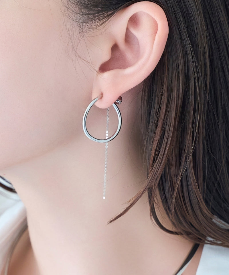 【金属アレルギー対応】2wayウェーブラインフープイヤリング/ニッケルフリー