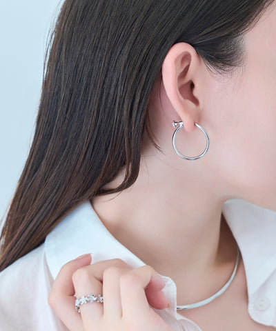 【金属アレルギー対応】2wayウェーブラインフープイヤリング/ニッケルフリー
