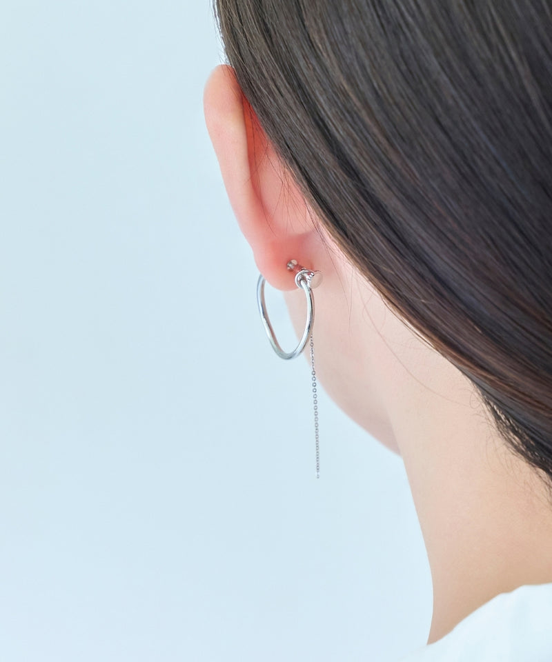 【金属アレルギー対応】2wayウェーブラインフープイヤリング/ニッケルフリー