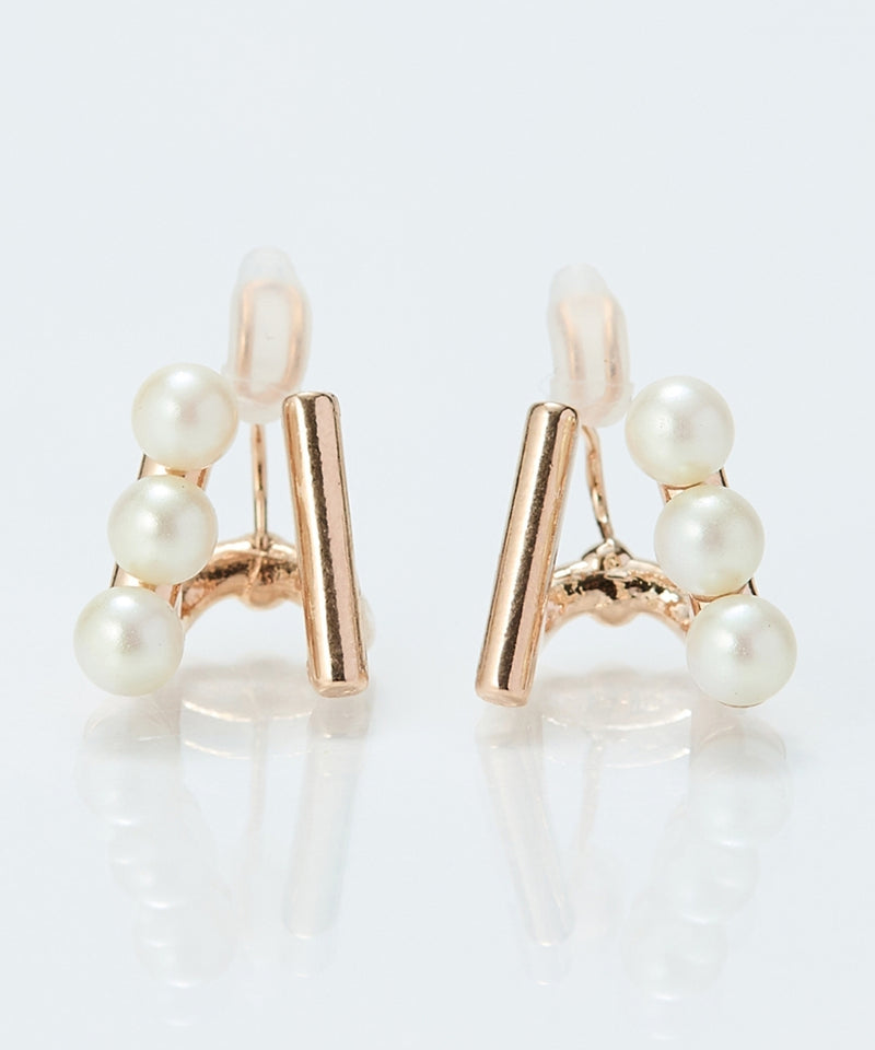 【痛くないシリーズ/金属アレルギー対応】ダブルデコレイトパールライトフィットイヤリング