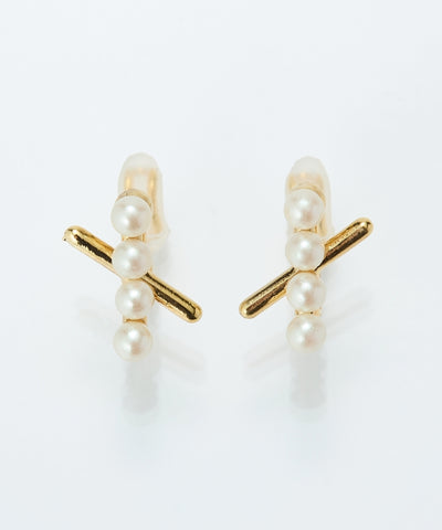 【痛くないシリーズ/金属アレルギー対応】パールクロスライトフィットイヤリング