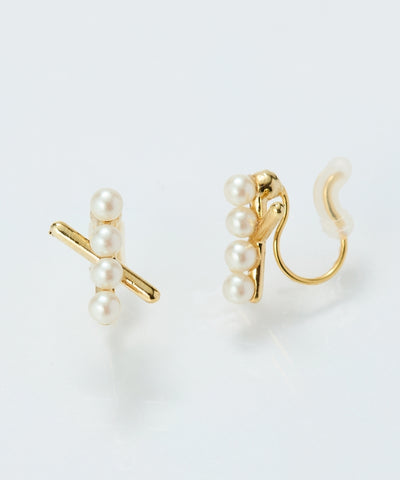 【痛くないシリーズ/金属アレルギー対応】パールクロスライトフィットイヤリング