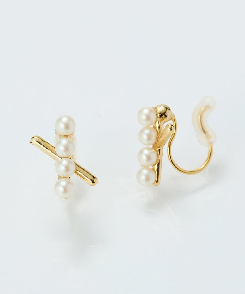 【痛くないシリーズ/金属アレルギー対応】パールクロスライトフィットイヤリング