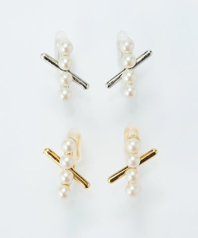 【痛くないシリーズ/金属アレルギー対応】パールクロスライトフィットイヤリング