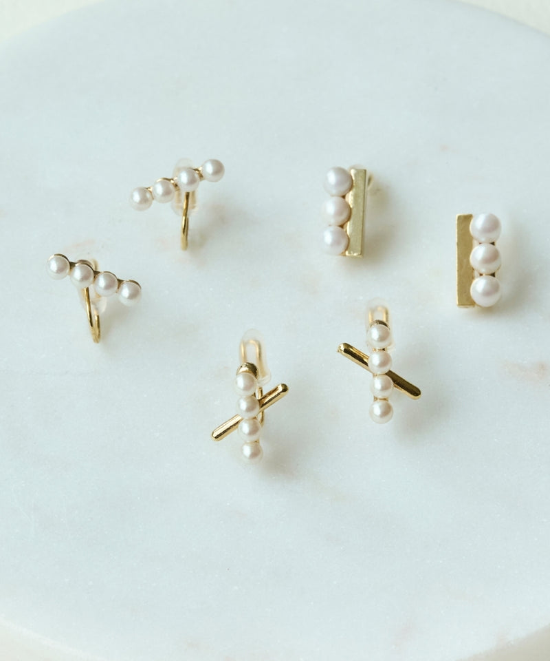【痛くないシリーズ/金属アレルギー対応】パールクロスライトフィットイヤリング