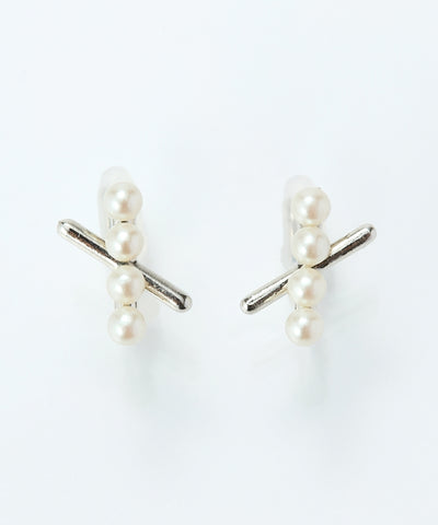 【痛くないシリーズ/金属アレルギー対応】パールクロスライトフィットイヤリング