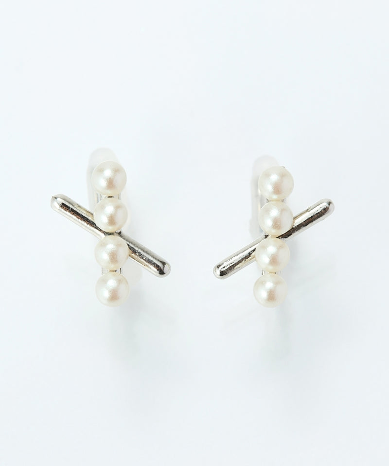 【痛くないシリーズ/金属アレルギー対応】パールクロスライトフィットイヤリング