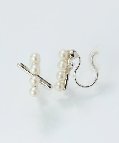 【痛くないシリーズ/金属アレルギー対応】パールクロスライトフィットイヤリング