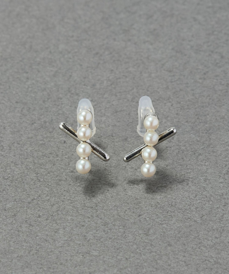 【痛くないシリーズ/金属アレルギー対応】パールクロスライトフィットイヤリング
