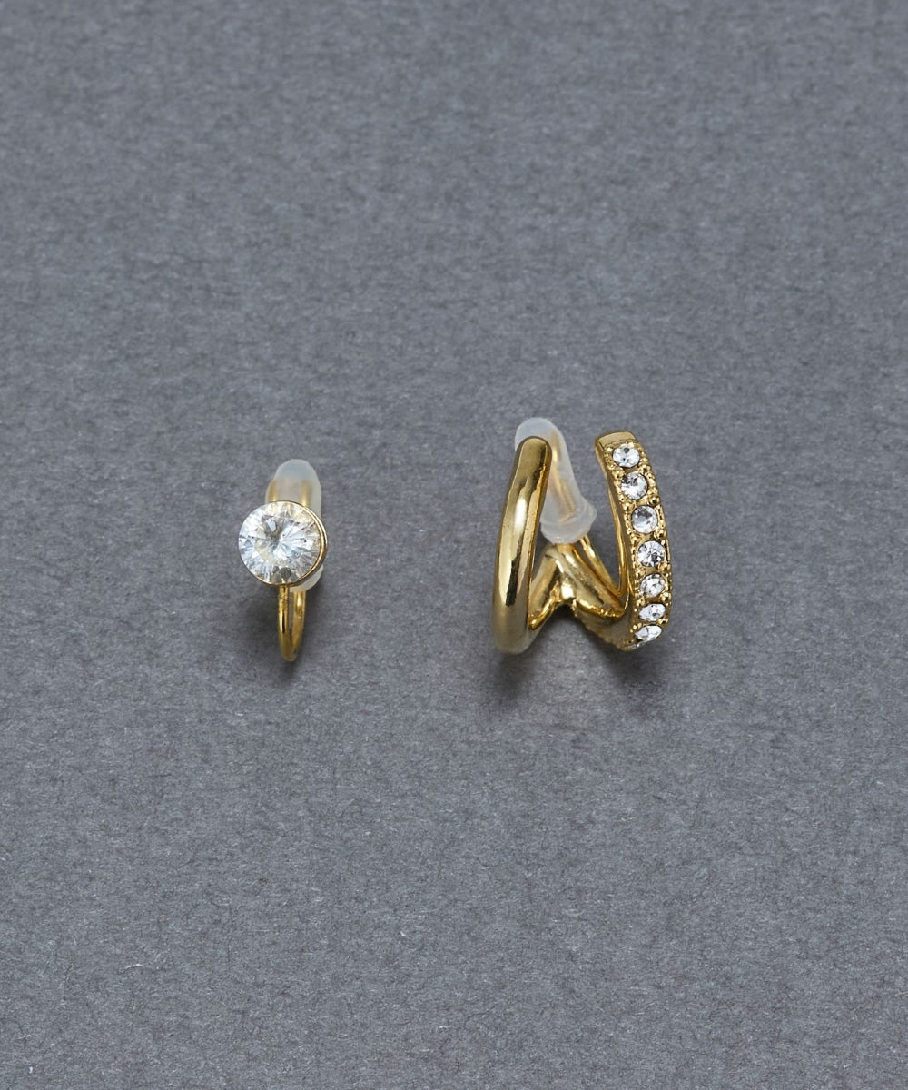 【金属アレルギー対応】2setプリズムビジューイヤーカフ/ニッケルフリー