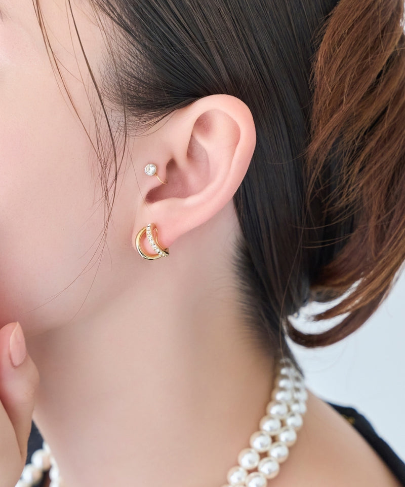 【金属アレルギー対応】2setプリズムビジューイヤーカフ/ニッケルフリー