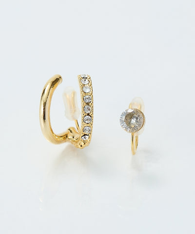 【金属アレルギー対応】2setプリズムビジューイヤーカフ/ニッケルフリー