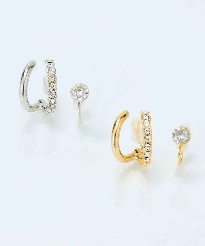 【金属アレルギー対応】2setプリズムビジューイヤーカフ/ニッケルフリー