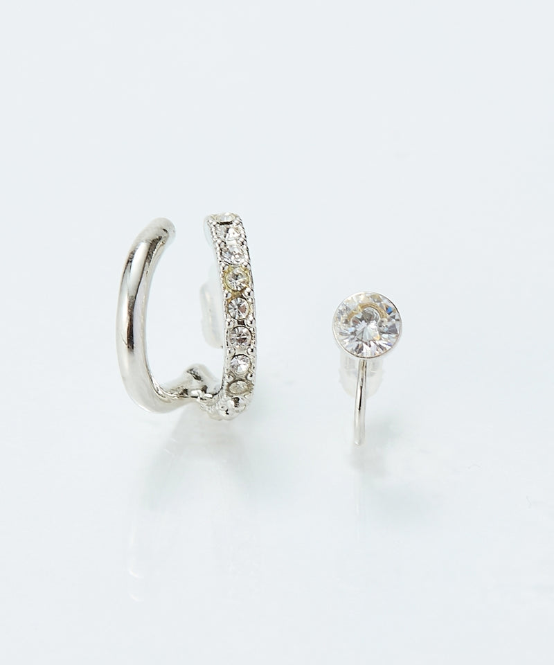 【金属アレルギー対応】2setプリズムビジューイヤーカフ/ニッケルフリー