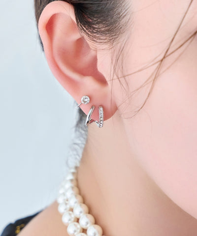 【金属アレルギー対応】2setプリズムビジューイヤーカフ/ニッケルフリー