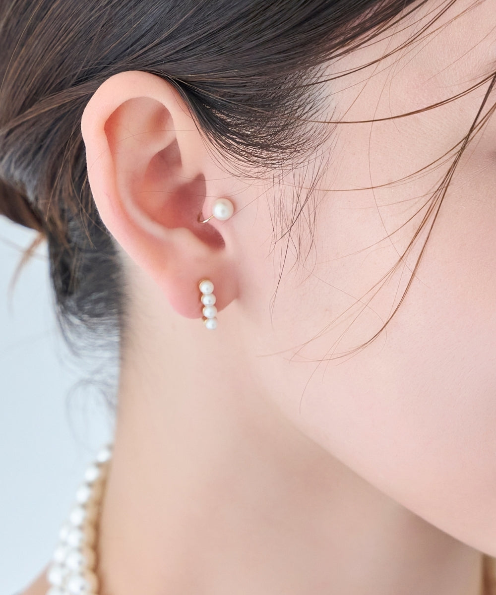 【金属アレルギー対応】2setラインパールイヤーカフ/ニッケルフリー