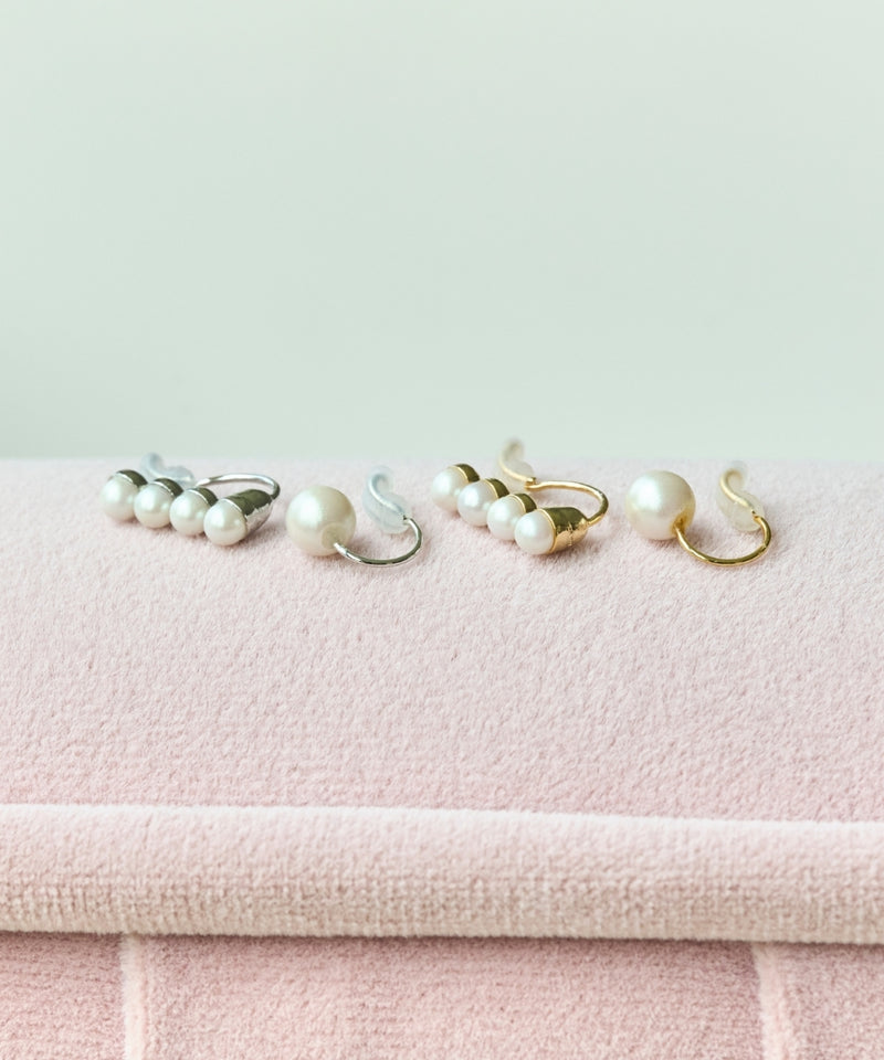 【金属アレルギー対応】2setラインパールイヤーカフ/ニッケルフリー