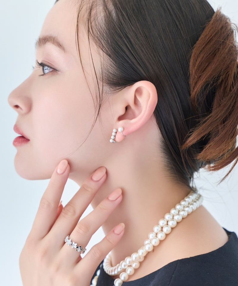 【金属アレルギー対応】2setラインパールイヤーカフ/ニッケルフリー