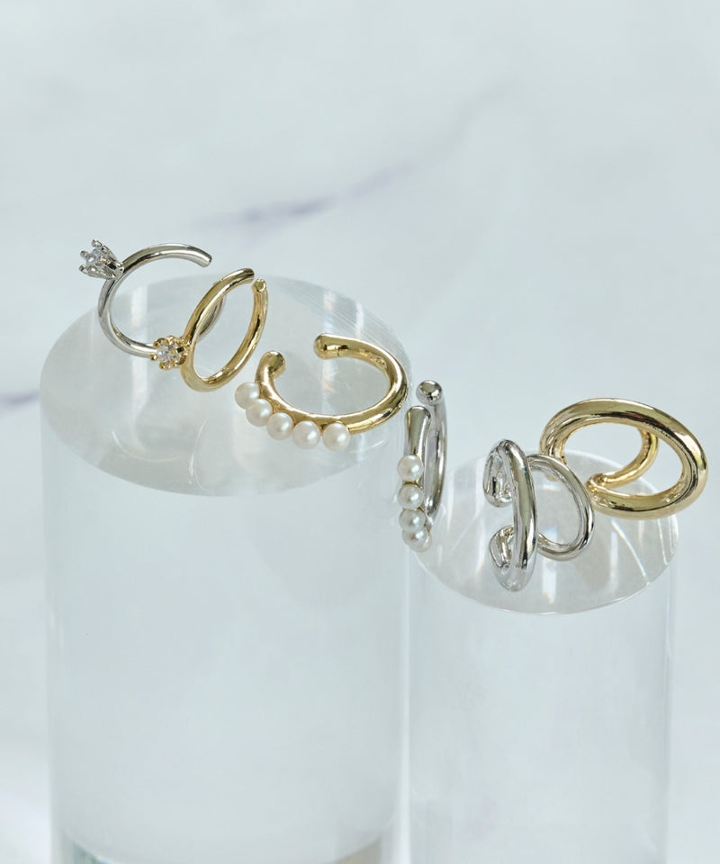 【金属アレルギー対応】ダブルシャインイヤーカフ/ニッケルフリー