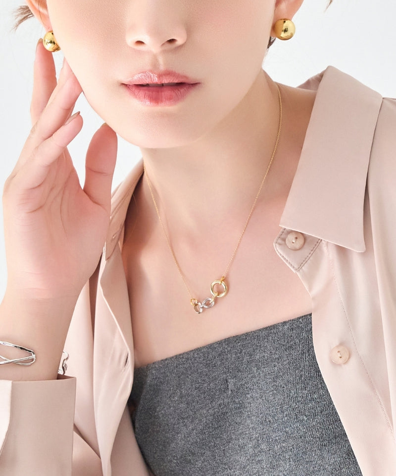 【金属アレルギー対応】ミックスチェーンメタルネックレス ニッケルフリー