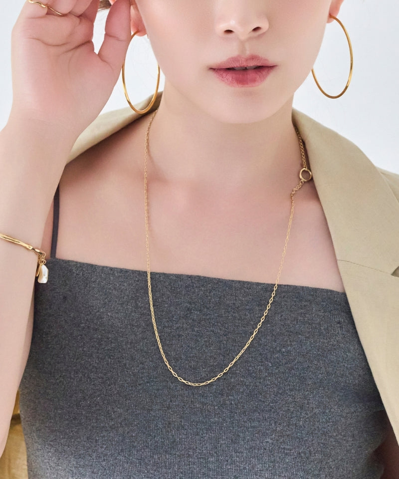 【金属アレルギー対応】ミニマルチェーンロングコインネックレス ニッケルフリー