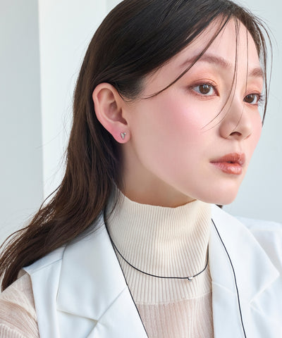 【金属アレルギー対応】ハートリーフセラミックピアス（片耳）