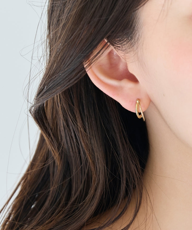 【痛くないシリーズ/金属アレルギー対応】ベーシックダブルハーフフープライトフィットイヤリング