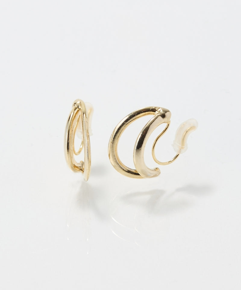 【痛くないシリーズ/金属アレルギー対応】ベーシックダブルハーフフープライトフィットイヤリング