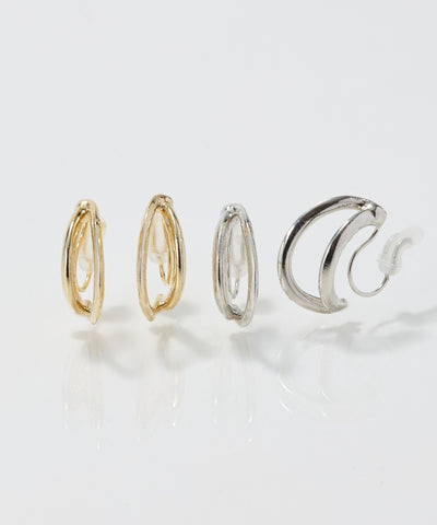 【痛くないシリーズ/金属アレルギー対応】ベーシックダブルハーフフープライトフィットイヤリング