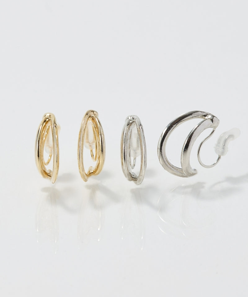 【痛くないシリーズ/金属アレルギー対応】ベーシックダブルハーフフープライトフィットイヤリング