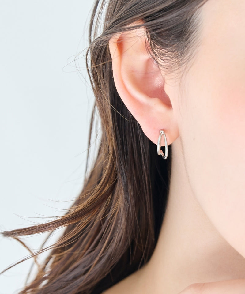 【痛くないシリーズ/金属アレルギー対応】ベーシックダブルハーフフープライトフィットイヤリング