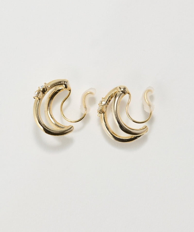 【痛くないシリーズ/金属アレルギー対応】シャイニーダブルハーフフープライトフィットイヤリング