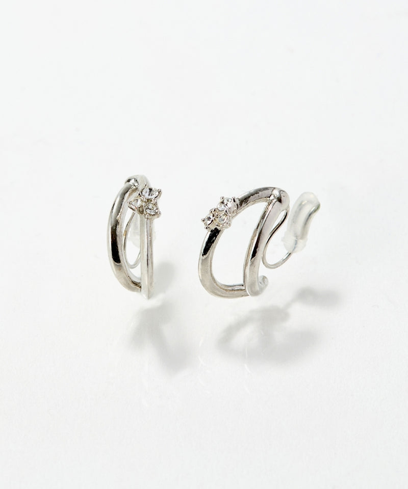 【痛くないシリーズ/金属アレルギー対応】シャイニーダブルハーフフープライトフィットイヤリング