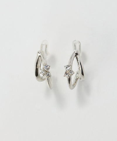 【痛くないシリーズ/金属アレルギー対応】シャイニーダブルハーフフープライトフィットイヤリング