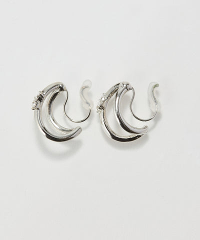 【痛くないシリーズ/金属アレルギー対応】シャイニーダブルハーフフープライトフィットイヤリング