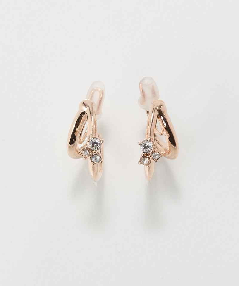 【痛くないシリーズ/金属アレルギー対応】シャイニーダブルハーフフープライトフィットイヤリング