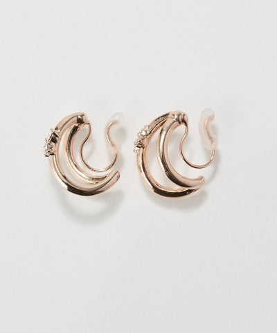 【痛くないシリーズ/金属アレルギー対応】シャイニーダブルハーフフープライトフィットイヤリング