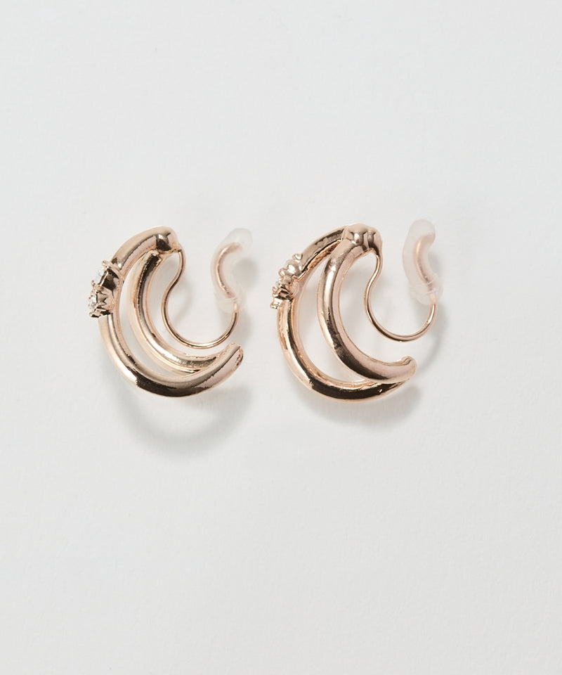 【痛くないシリーズ/金属アレルギー対応】シャイニーダブルハーフフープライトフィットイヤリング