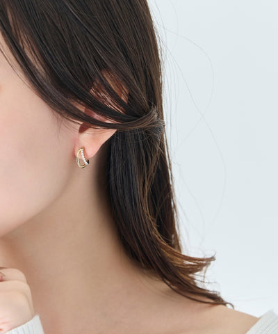 【痛くないシリーズ/金属アレルギー対応】ブリリアントダブルハーフフープライトフィットイヤリング